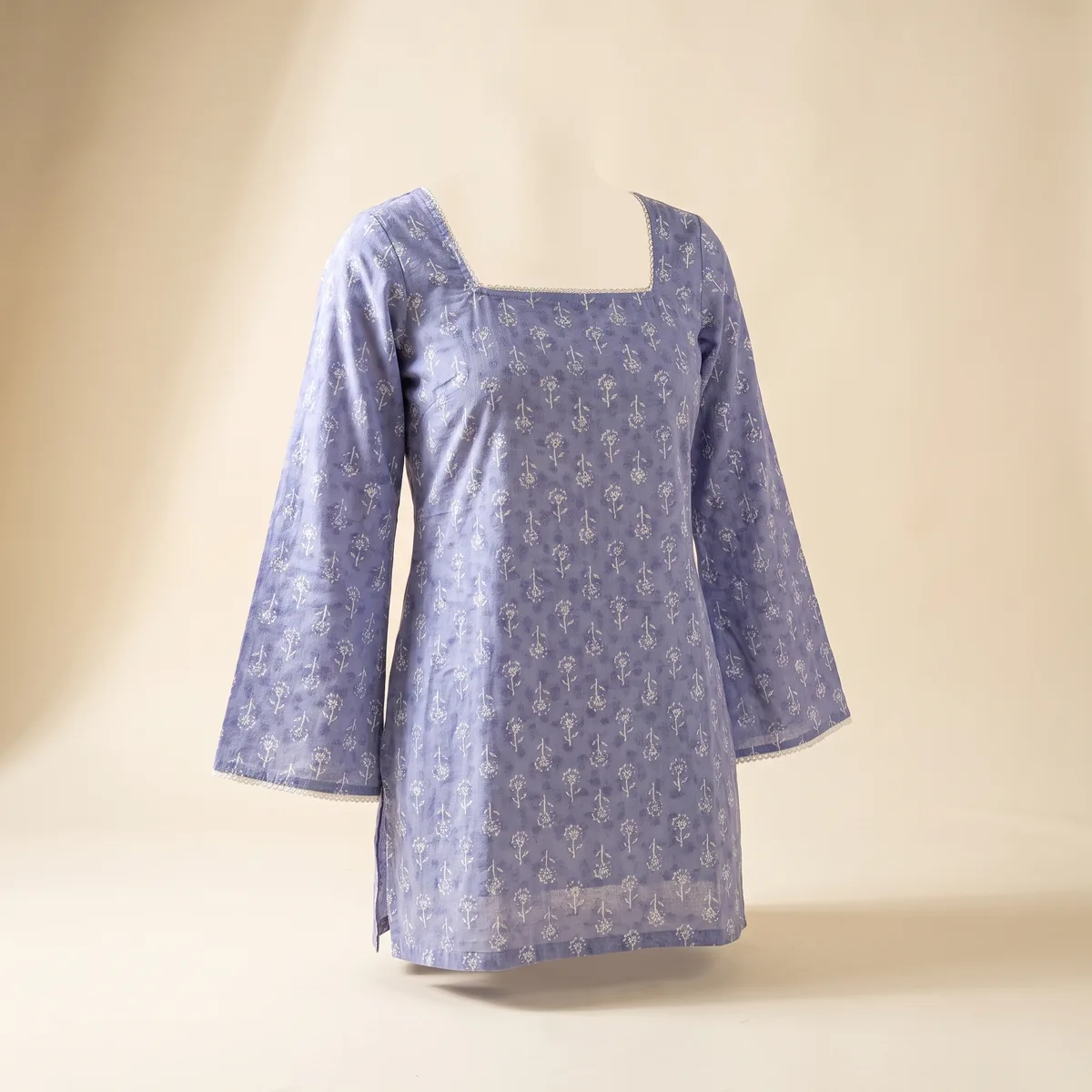 AI-generated block-print kurti catalogue image — style 2