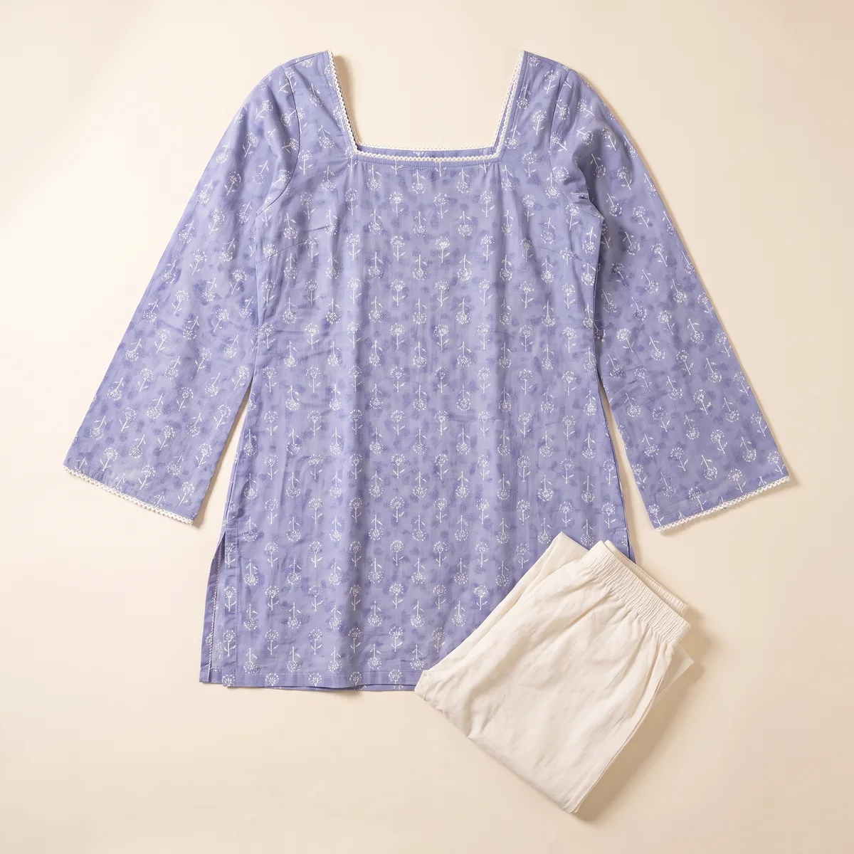 AI-generated block-print kurti catalogue image — style 3