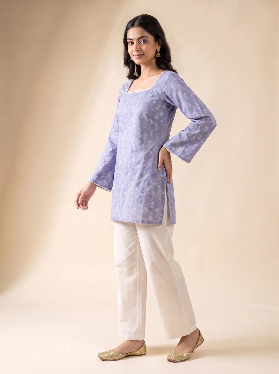 AI-generated block-print kurti catalogue image — style 4