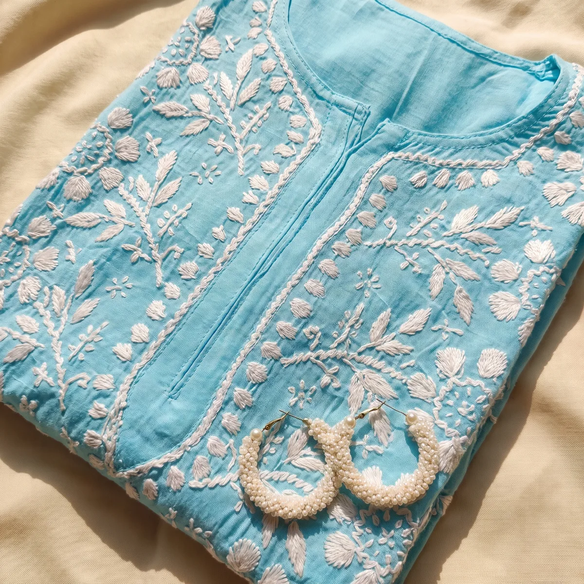 AI-generated chikankari kurti catalogue image — style 3