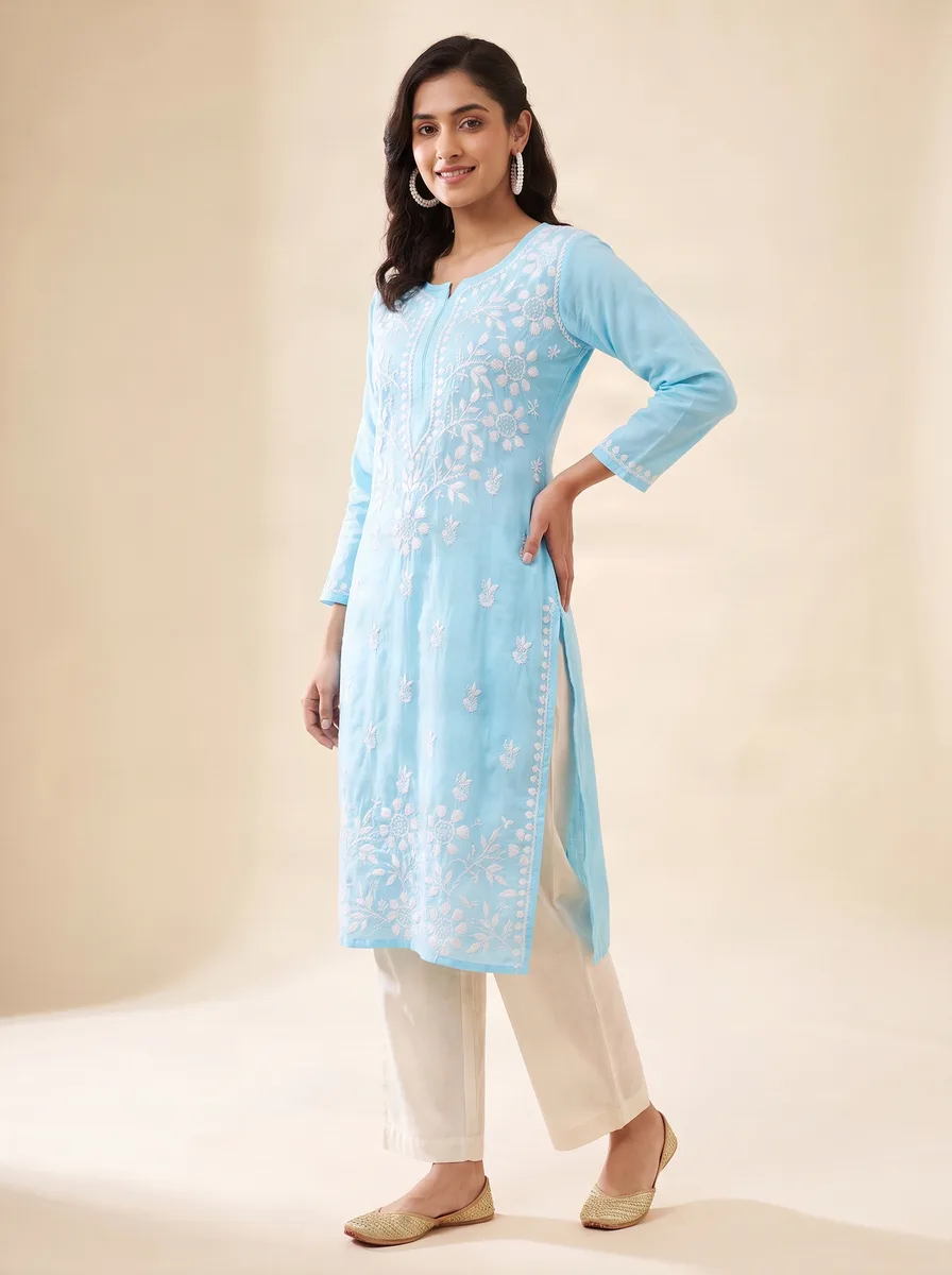 AI-generated chikankari kurti catalogue image — style 4