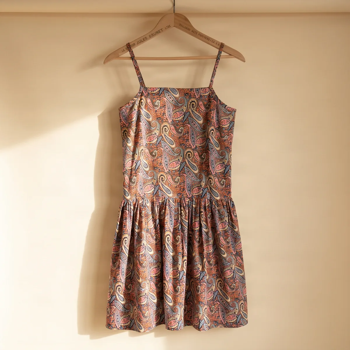AI-generated paisley slip kurti catalogue image — style 2