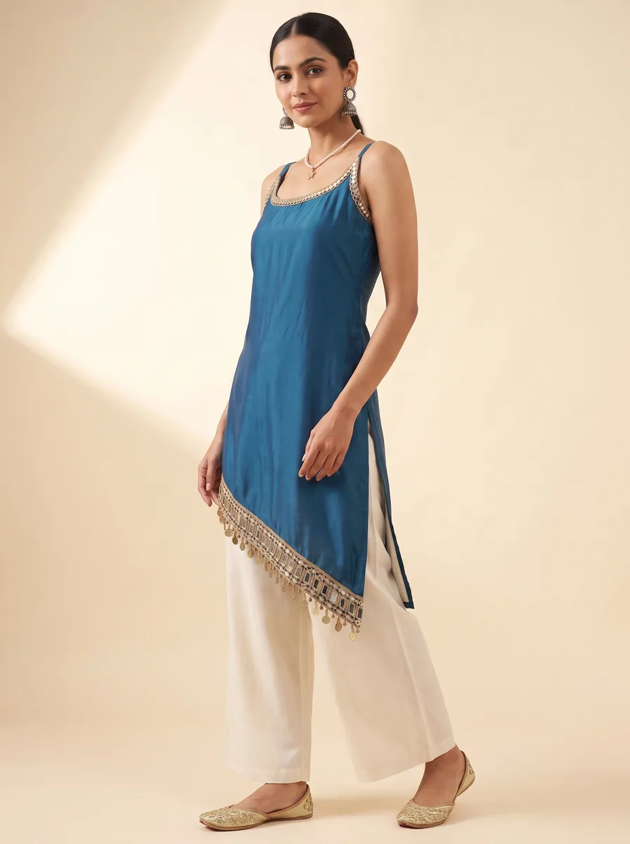 AI-generated mirror-work kurti catalogue image — style 4