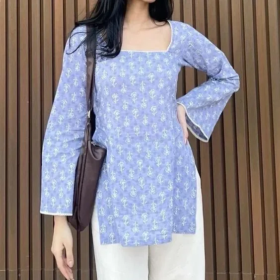 block-print kurti photo before AI catalogue generation